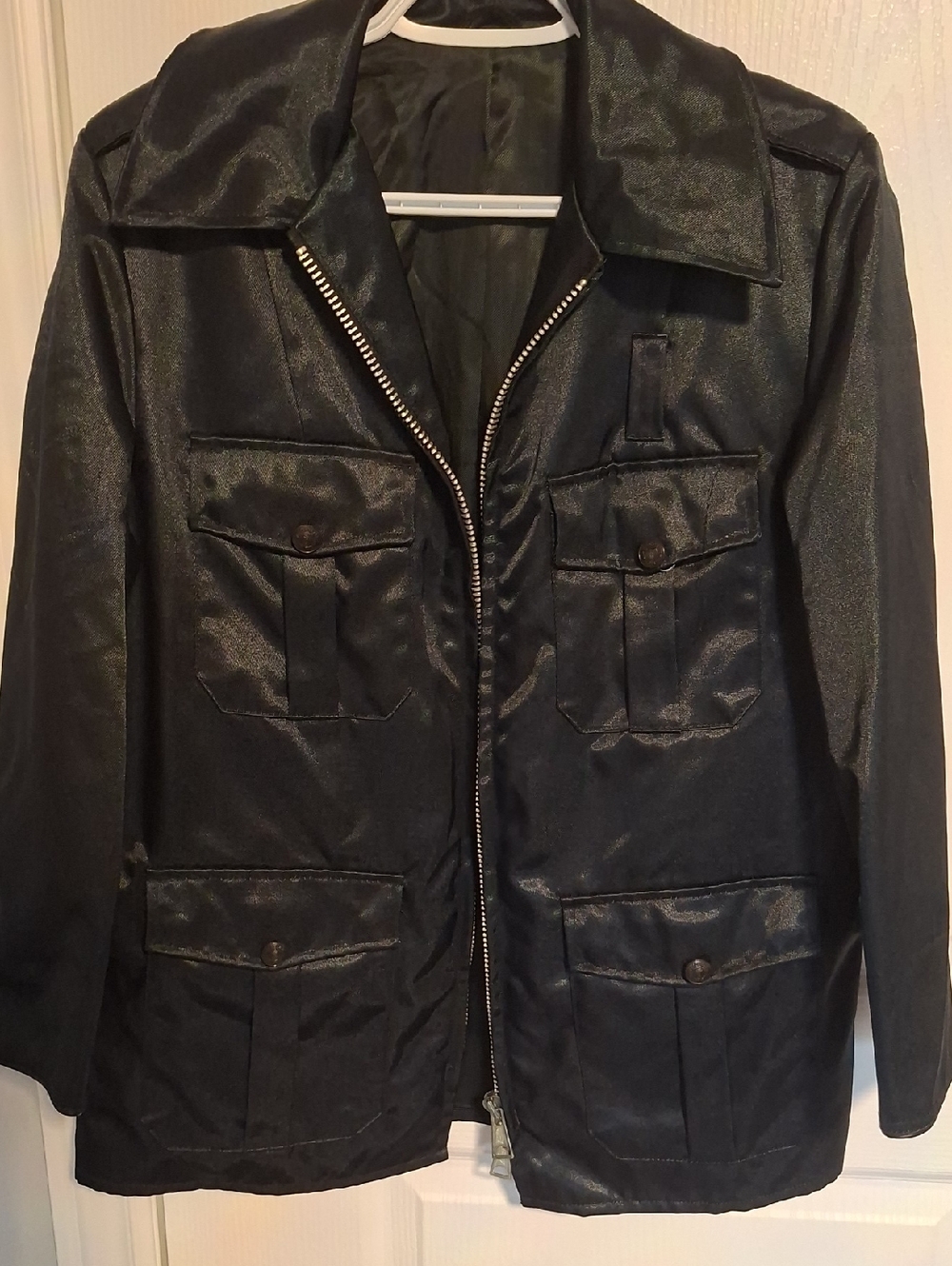 Men's Black Pea Coat Jacket with‎ Front Pocket Detail